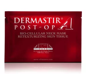 Maschera Post-op Bio-cellulare Retexturizing Collo della Dermastir in confezione rossa.